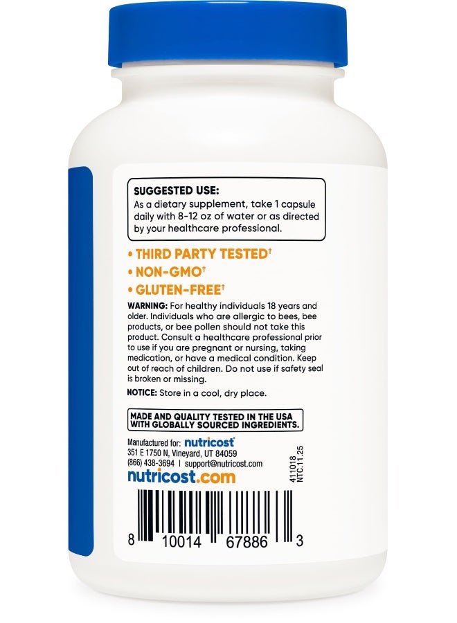 مستخلص بروبوليس النحل من نوتريكوست، 120 كبسولة تكفي لـ 120 حصة في العبوة - خالٍ من الغلوتين والمكونات المعدلة وراثيًا، مكمل غذائي نباتي - Image 4