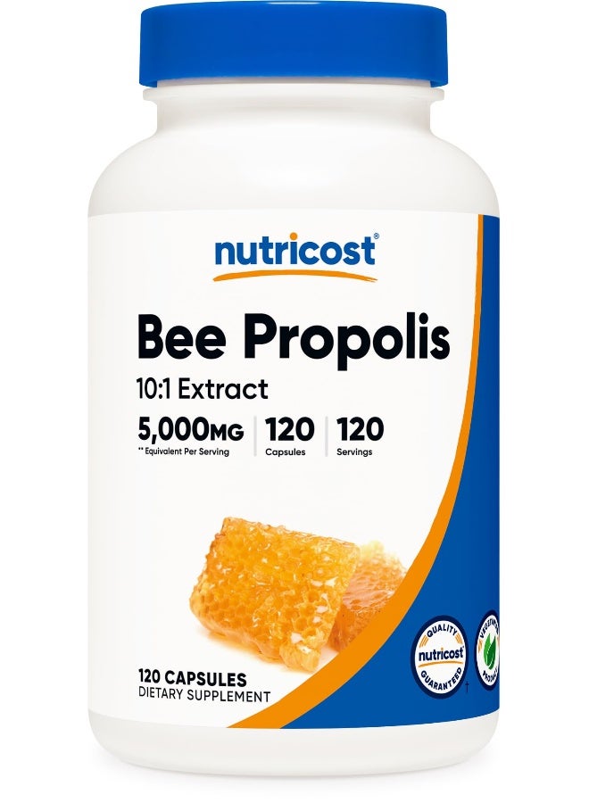 مستخلص بروبوليس النحل من نوتريكوست، 120 كبسولة تكفي لـ 120 حصة في العبوة - خالٍ من الغلوتين والمكونات المعدلة وراثيًا، مكمل غذائي نباتي - Image 1