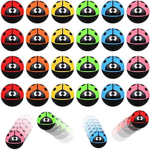 Sotiff 24 Pcs Ladybug Bouncy Balls Ladybug Party Favors Small 32 Mm 13 Inch Rubber 6 Colors Anxiety Fidget Sensory Bouncing Balls for Kid Carnival Prizes Birthday Gift Bag Filling - Image 1