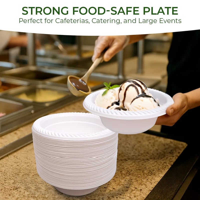 Betta 5 Oz Disposable Plastic Small Dessert Bowls, White, 800 Count, Bulk Case for Schools, Breakrooms and Cafeteria, Microwave Safe (8 Pack Per Box x100) - Image 4