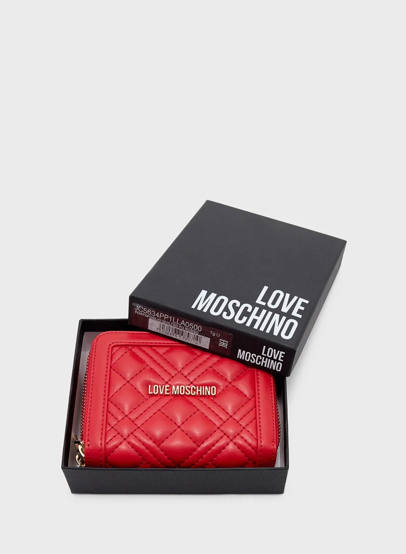 Love Moschino Logo Detailed Zip Over Wallet