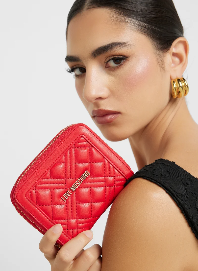 Love Moschino Logo Detailed Zip Over Wallet
