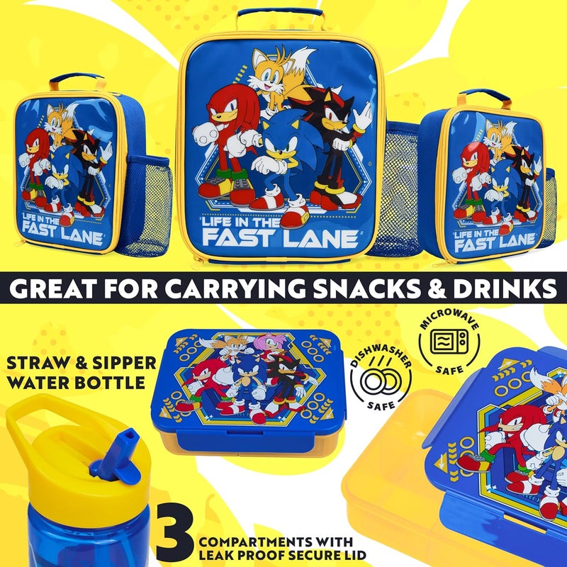 Get Trend Sonic the Hedgehog Lunch Bag, Lunch Box, Water Bottle for Kids 3 Piece Set Bento Box, Insulated Snack Container, Shadow Gifts for Kids (Multi Sonic) - Image 2