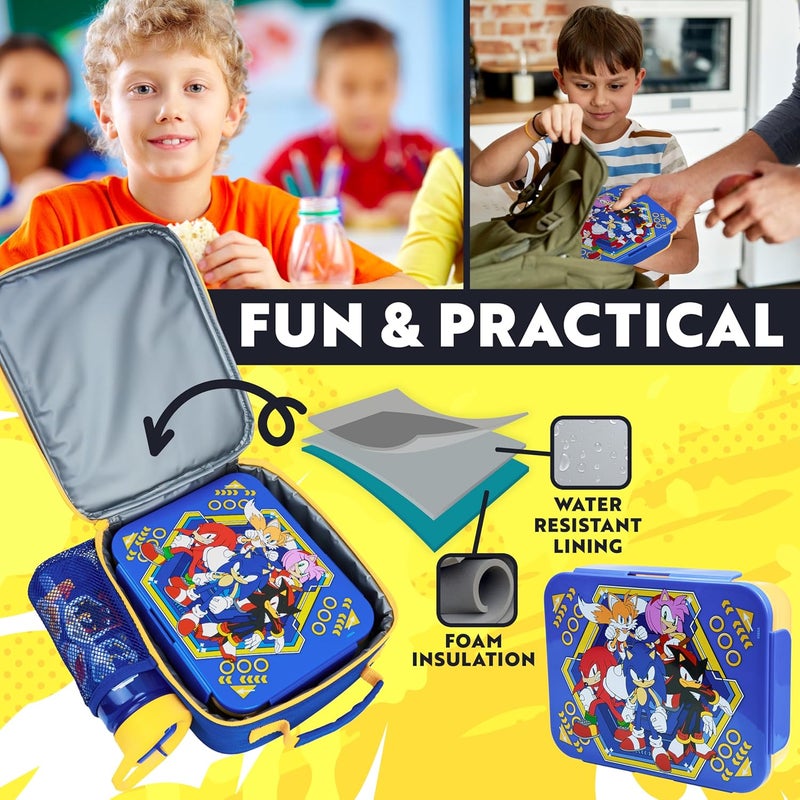 Get Trend Sonic the Hedgehog Lunch Bag, Lunch Box, Water Bottle for Kids 3 Piece Set Bento Box, Insulated Snack Container, Shadow Gifts for Kids (Multi Sonic) - Image 3