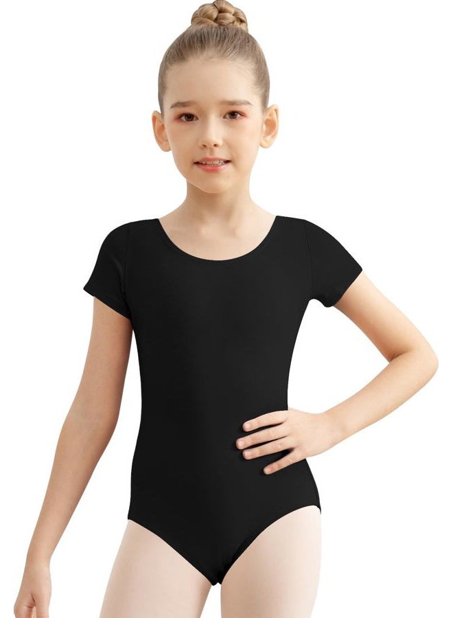 DANSHOW Girls' Team Basic Long Sleeve Leotard for Toddler Gymnastics Dance Ballet, X-short Black, M (Age:4-6Y) - Image 1