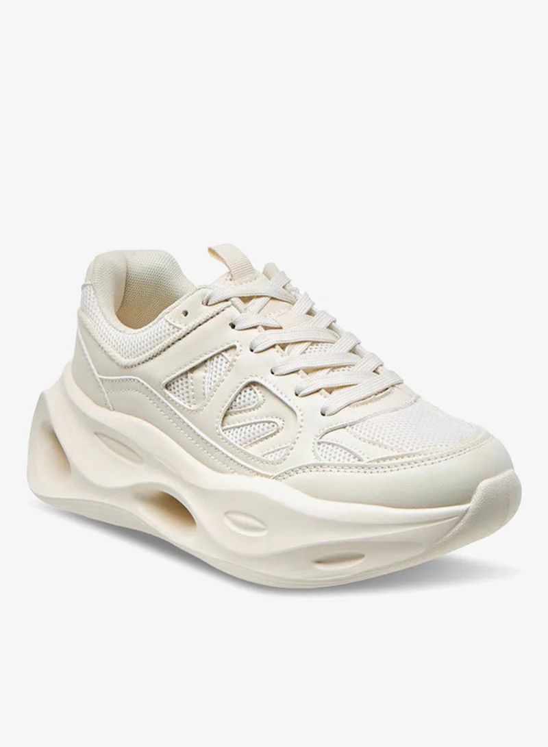 MISSY Women's Panelled Sneakers with Lace-Up Closure