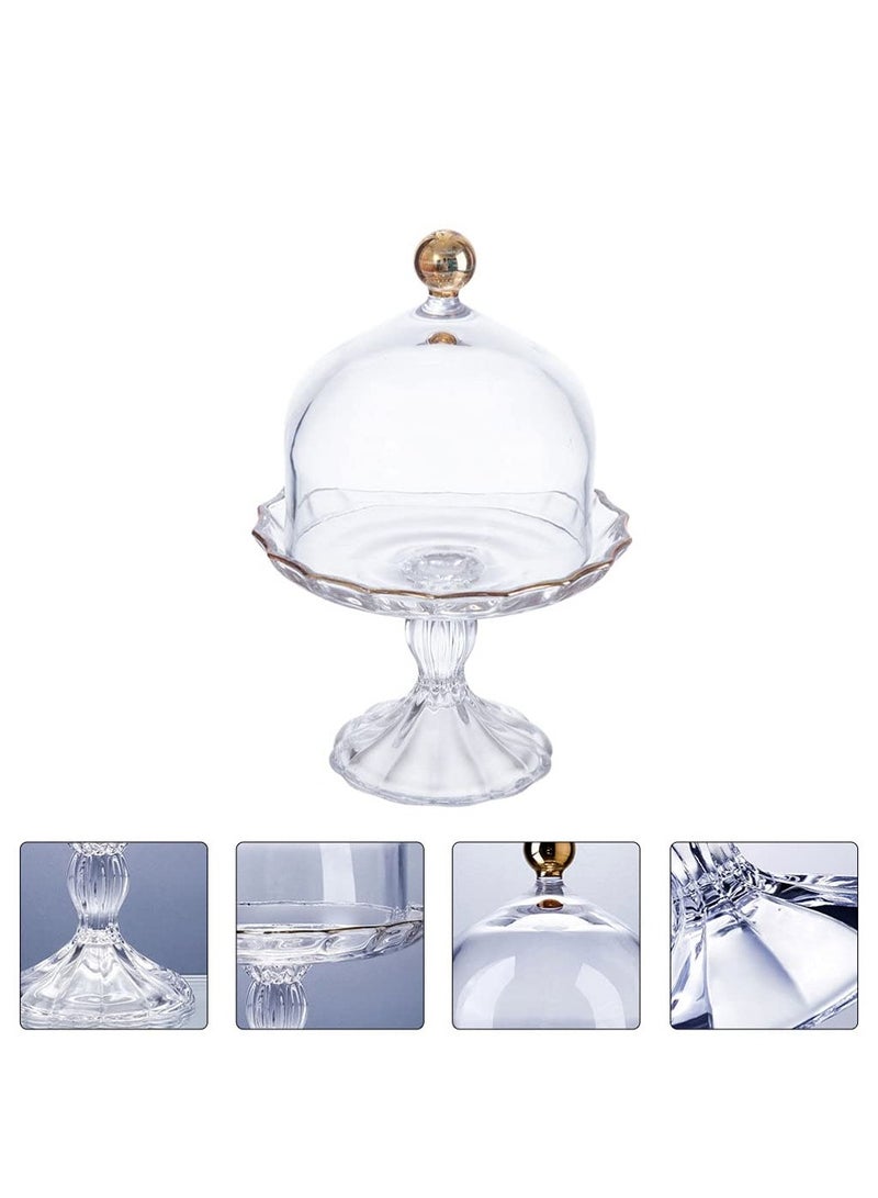 Arabest طبق حلوى زجاجي 1 قطعة مع غطاء زجاجي لعرض الكعك وحلويات الكعك مع غطاء، حامل كعكة مع غطاء، صينية كعكة زجاجية مع غطاء. - Image 2