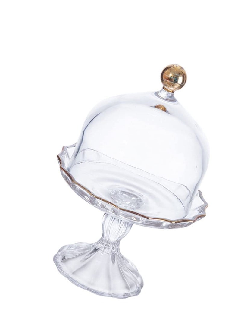 Arabest طبق حلوى زجاجي 1 قطعة مع غطاء زجاجي لعرض الكعك وحلويات الكعك مع غطاء، حامل كعكة مع غطاء، صينية كعكة زجاجية مع غطاء. - Image 1