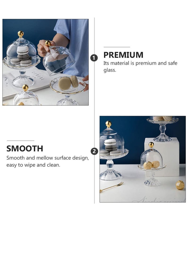 Arabest طبق حلوى زجاجي 1 قطعة مع غطاء زجاجي لعرض الكعك وحلويات الكعك مع غطاء، حامل كعكة مع غطاء، صينية كعكة زجاجية مع غطاء. - Image 5