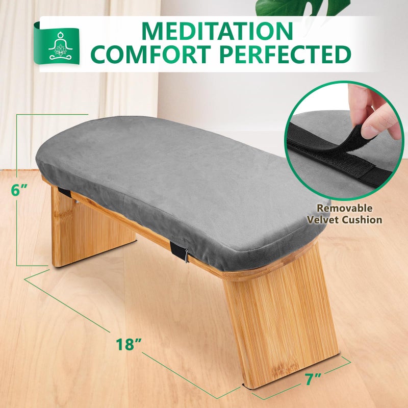 Hihealer Hihealer Meditation Bench 18"x7"x6" , Foldable, Meditation Stool Seat Made of Bamboo, Prayer Bench, Perfect for Deeper Meditation , Great Meditation Accessories Gifts for Women, Men - Image 2