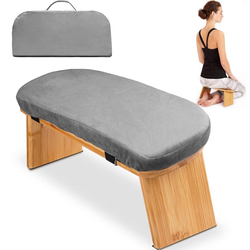 Hihealer Hihealer Meditation Bench 18"x7"x6" , Foldable, Meditation Stool Seat Made of Bamboo, Prayer Bench, Perfect for Deeper Meditation , Great Meditation Accessories Gifts for Women, Men - Image 1