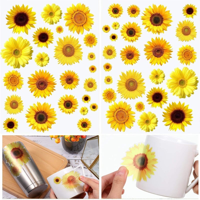 Zonon 72 Piece Summer Wall Decals  Removable Sunflower Stickers 3D Peel  Stick Decals for Cars Crafts Baby Bathroom Kids  Living Room Decor - Image 2