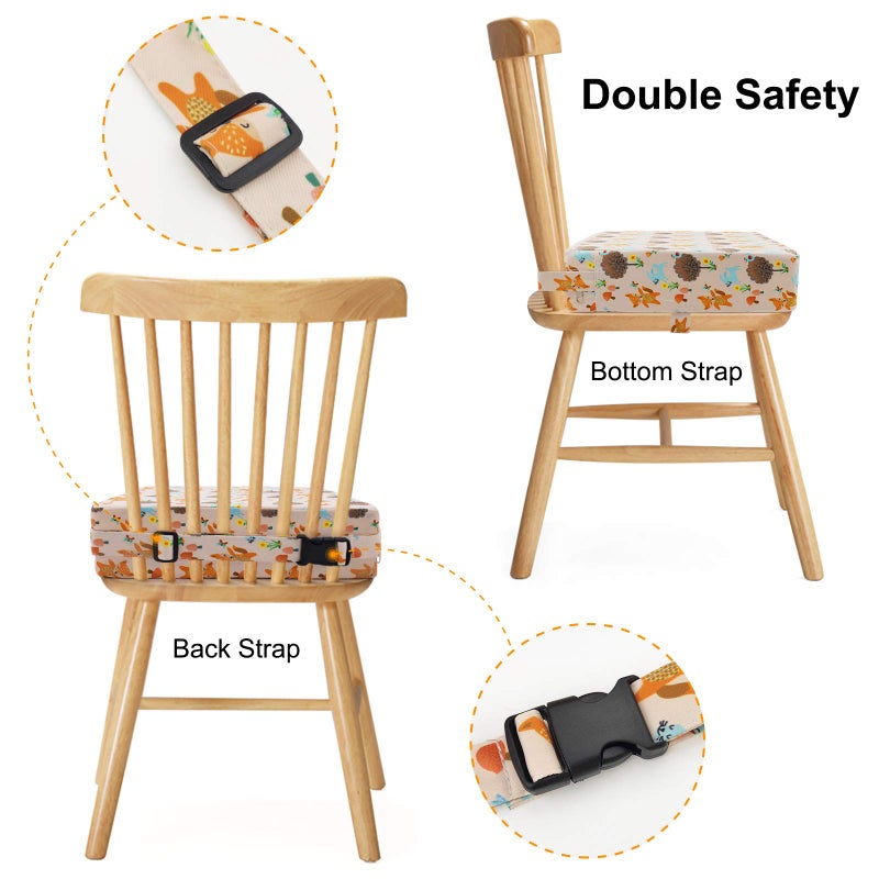 Sunmall Dining Chair Heightening Cushion Portable Dismountable Adjustable Highchair Booster for Baby Toddler Kids Infant Washable Thick Chair Seat Pad Mat (Orange) - Image 5