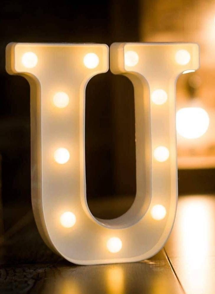 Vitacelli Alphabet LED Letter Lights Light Up Plastic Letters Standing Hanging U (8.86in x 7.87in x 1.77inches) - Image 3
