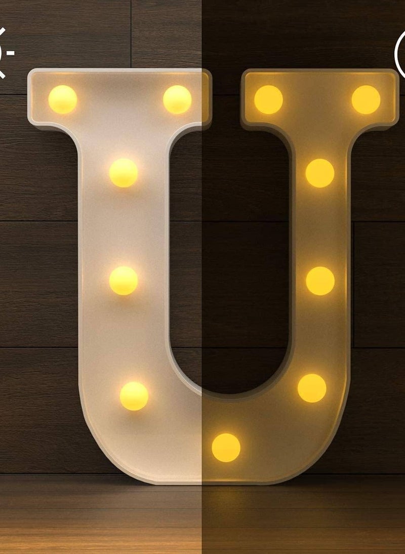 Vitacelli Alphabet LED Letter Lights Light Up Plastic Letters Standing Hanging U (8.86in x 7.87in x 1.77inches) - Image 2
