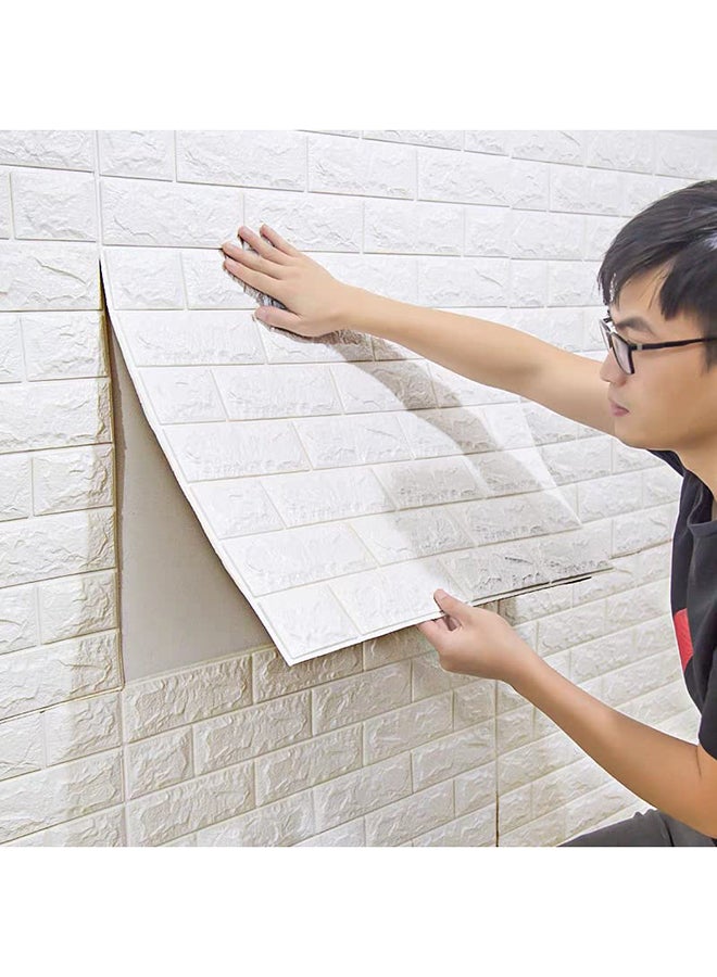 HOME TASTE Brick Wall Stickers 1, 5 and 10 Pieces Set Self Adhesive Wall Stickers, 3D Diy Tile Brick Wall Stickers Self-Adhesive Wallpaper Decals Pe Foam, White 3D Brick Wallpaper.