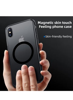 Generic Built in Magnets Compatible with MagSafe Clear Hard PC Back Cover Soft TPU Frame Shockproof Protective Slim Bumper Case for iPhone xs max  Black  - Image 2