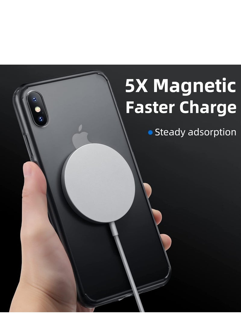Generic - Built in Magnets Compatible with MagSafe Clear Hard PC Back Cover Soft TPU Frame Shockproof Protective Slim Bumper Case for iPhone xs max  Black - Image 1