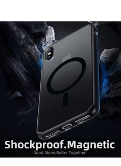 Generic Built in Magnets Compatible with MagSafe Clear Hard PC Back Cover Soft TPU Frame Shockproof Protective Slim Bumper Case for iPhone xs max  Black  - Image 4