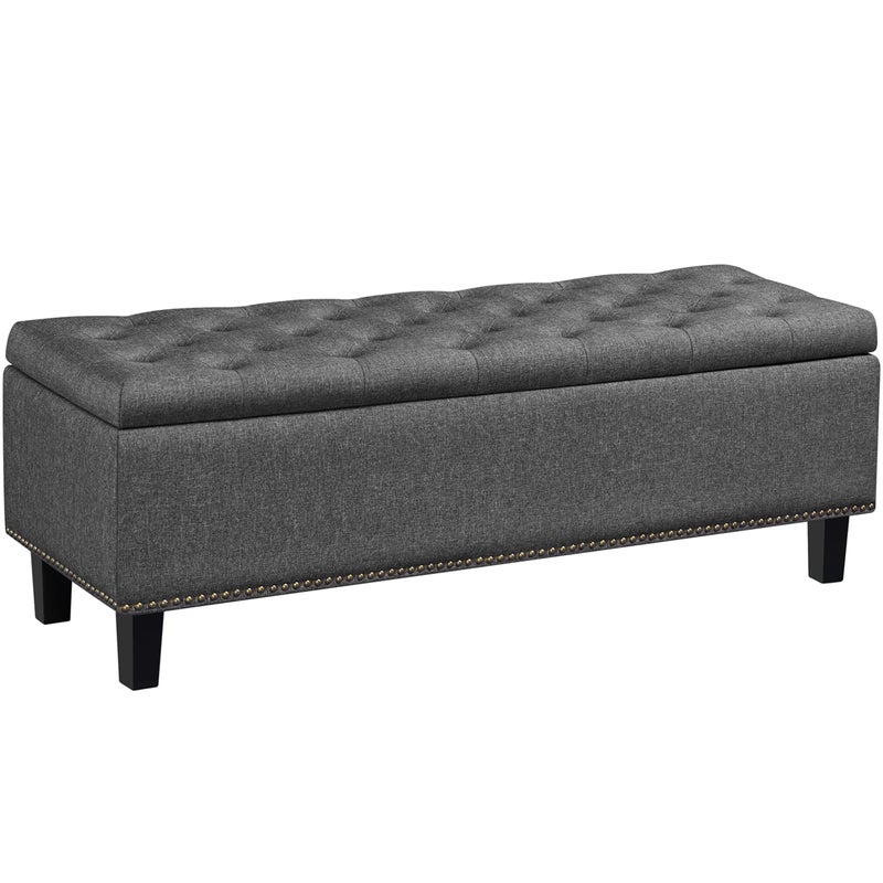 Yaheetech 49inch Entryway Ottoman Bench with Storage Multipurpose Foot Rest Sofa Stool in Dark Gray