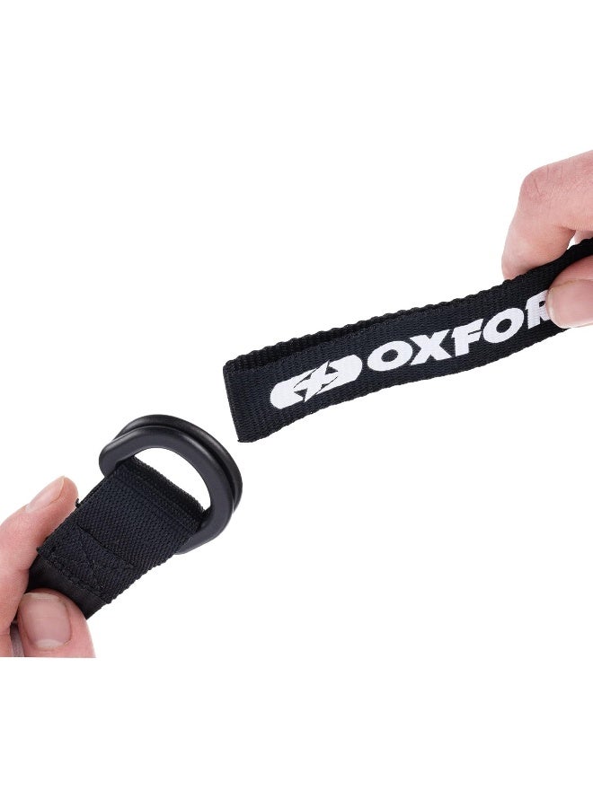 Oxford Atlas D-Ring (Pair), 26mm x 1.2m, Black. Motorcycle Adjustable Luggage Strap - Image 2