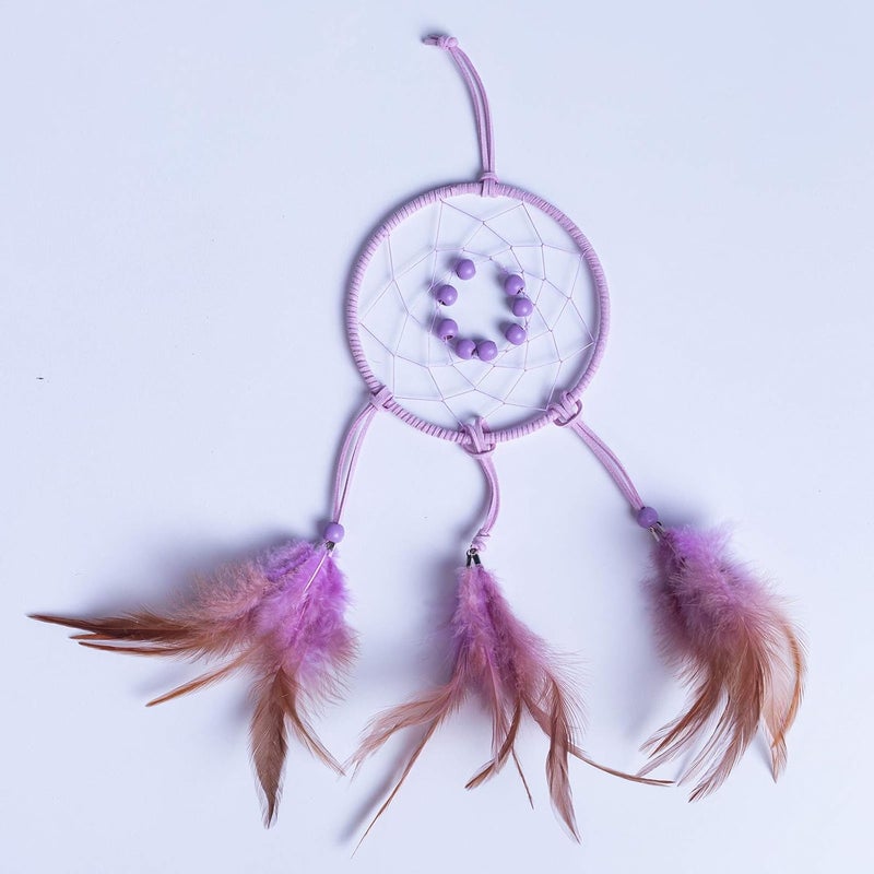 FANDOL DIY Dream Catcher Beginner Kit, Making Dream Catcher Supplies Include Metal Hoop, Feathers, Faux Suede Cord, Thread, Wood Beads (Lilac) - Image 5