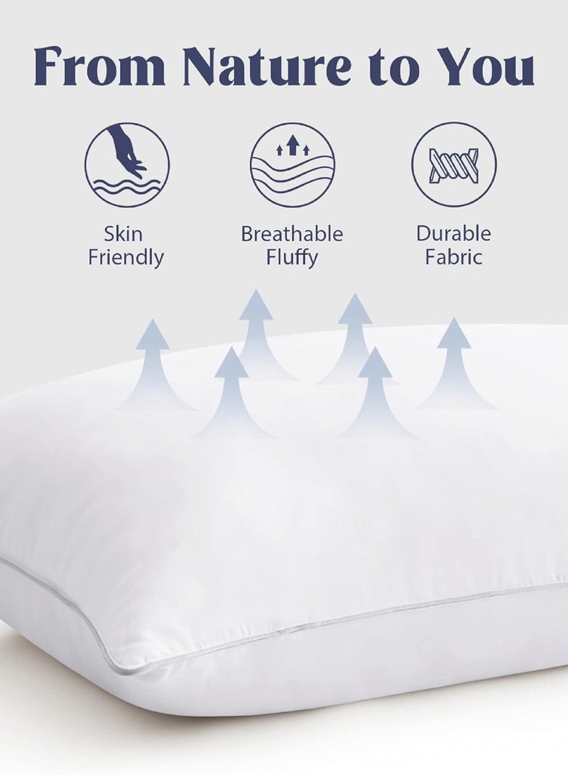 Sleep night Pack of 4 Sleep night Sleep Pillows Size 48 cm X 74 cm 7D Polyester Fiber Filling 1100 grams Weights Soft Feel Color White  - Image 4
