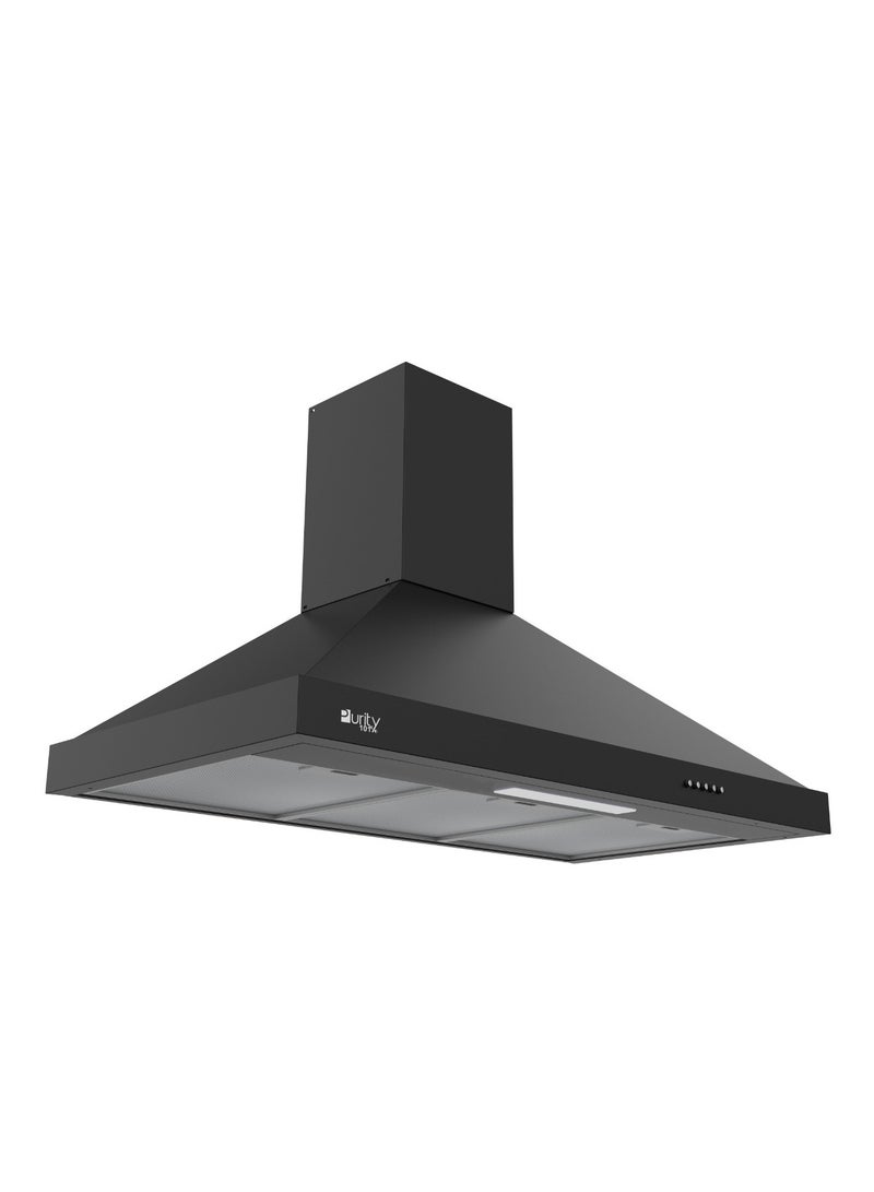 بيورتي شفاط مطبخ 90 سم بمدخنة سعة 650 متر مكعب 3 سرعات اسود