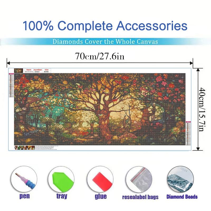 MOMDEDP 5D Tree of Life Diamond Art Kits for Adults,5D Diamond Painting DIY Large Size Diamond Art Diamond Painting Kits for Adult,Round Full Drill Diamonds, Diamond Art Kits for Home Decor 16x28 inch - Image 3