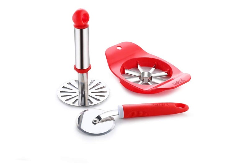 Ganesh 3 in 1 Apple Cutter, Pizza Cutter and Potato Masher Combo - Image 1