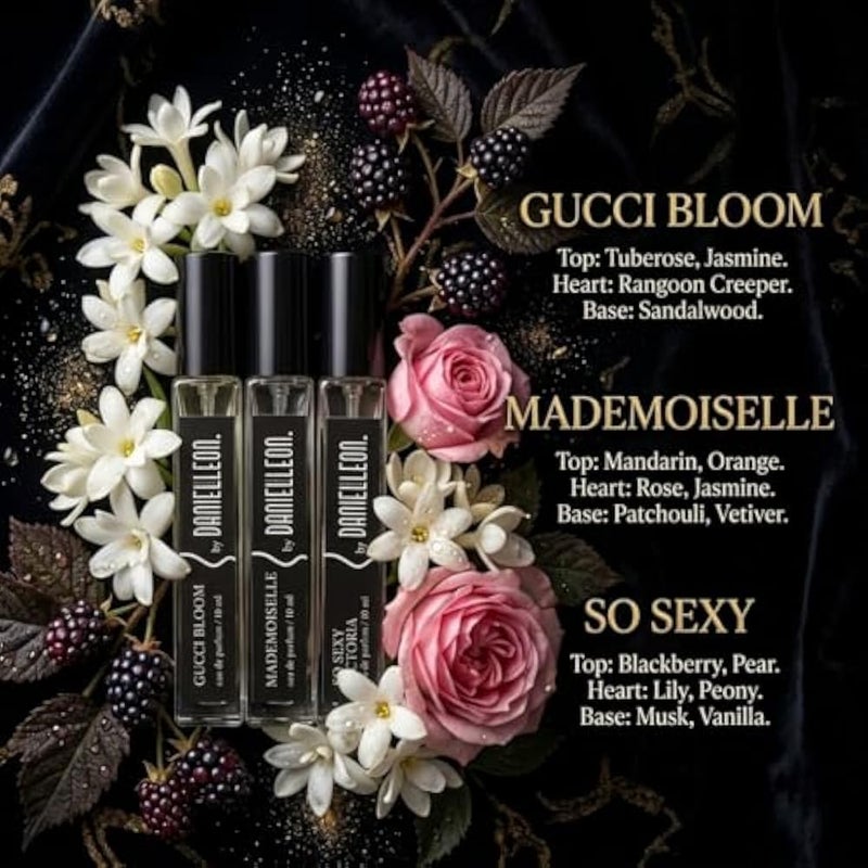 Daniel Leon Women's Perfume Set 3 x 10ml - G-Bloom, Coco Mademoiselle & So Sexy Inspired Fragrance Collection - Long Lasting Eau de Parfum - Mini Travel Size Luxury Gift Set - Image 4