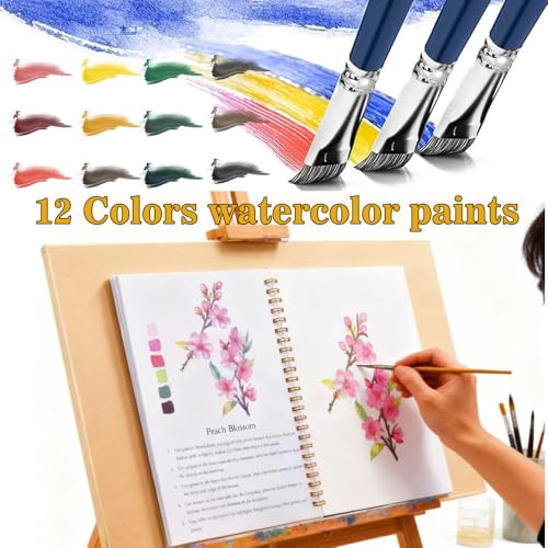 OYVOYV Watercolor Workbooks with 12 Illustractions Beginner Friendly Coloring Book Painting Kit Easy Nature Scenes Paint Set for Creative Exploration Gift for Adults Animals Without Palette - Image 3