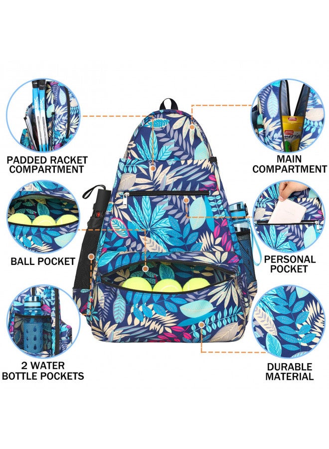 ACOSEN ACOSEN Tennis Bag Tennis Backpack - Large Tennis Bags for Women and Men to Hold Tennis Racket,Pickleball Paddles, Badminton Racquet, Squash Racquet,Balls and Other Accessories (Green Floral) - Image 3