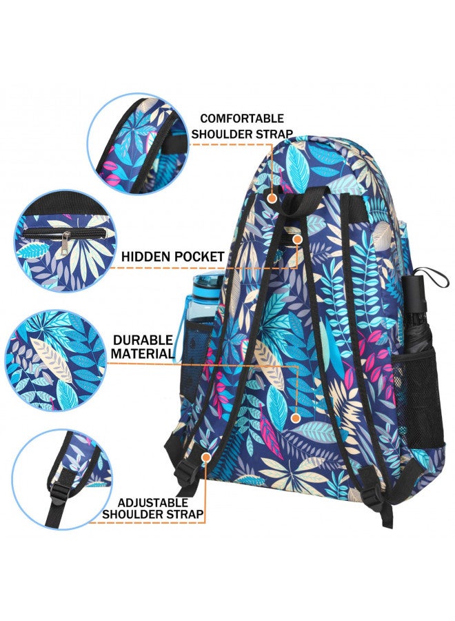 ACOSEN ACOSEN Tennis Bag Tennis Backpack - Large Tennis Bags for Women and Men to Hold Tennis Racket,Pickleball Paddles, Badminton Racquet, Squash Racquet,Balls and Other Accessories (Green Floral) - Image 2