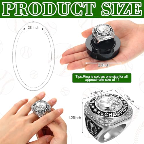 Highergo 10 Pcs Basketball Softball Baseball MVP Dancer Champion Trophy Ring with Display Stand Star Football Soccer Volleyball Golf Cheerleading Bowling Track FieldSilverFootball - Image 3