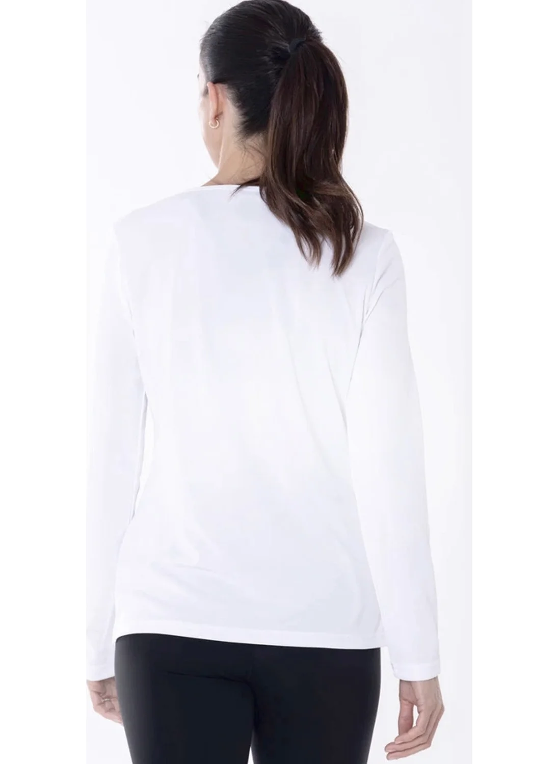 Rock&Roll Bat Laugh Crew Neck White Long Sleeve Combed Cotton Women's T-Shirt