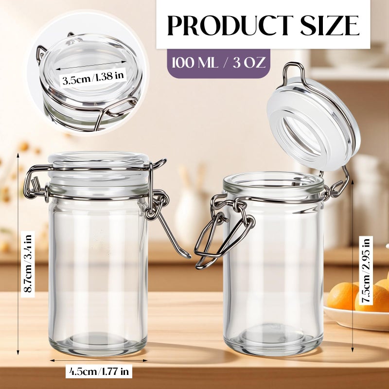 Teecyhooo 3 oz Small Glass Spice Jars Bottles Bulk 48 Pack Airtight Spice Containers Jars with Lids Mason Leak Proof Rubber Gasket for Picnic, Ketchup, Herbs(Transparent) - Image 2