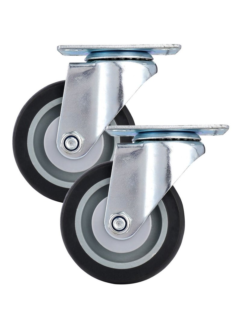 BMB tools 2-Piece 100mm Grey TPR Double Ball Bearing Caster - Swivel - Plate - Image 1