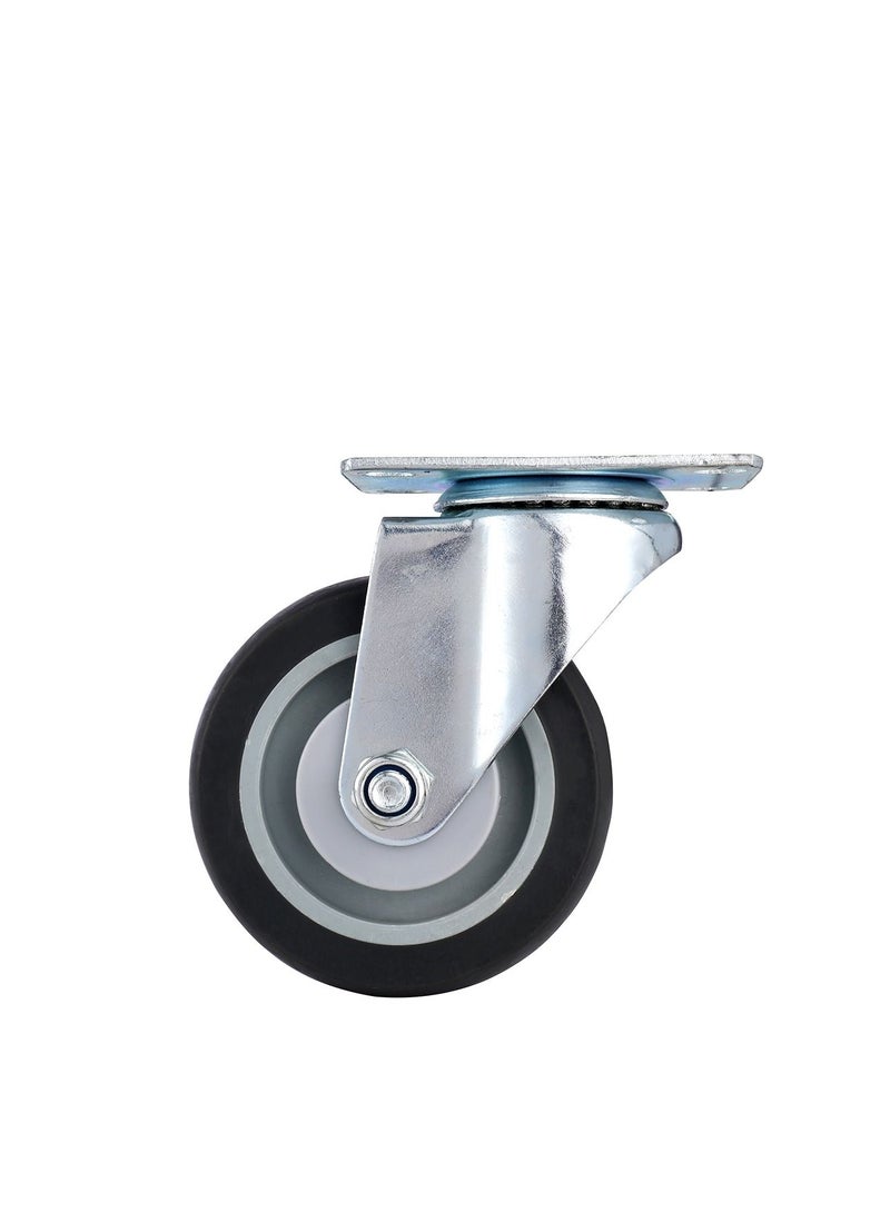 BMB tools 2-Piece 100mm Grey TPR Double Ball Bearing Caster - Swivel - Plate - Image 2