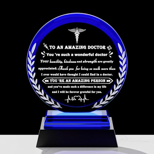 Qianwei Doctor Appreciation Gifts for Women Men - Crystal Plaque Keepsakes with Light Base - Best Thank You Doctors Gift for Doctors' Day Birthday Christmas Thanksgiving Grateful Dr. Decor For Female Friend - Image 1