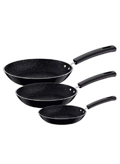 Since 1911,Made in Brazil-  3Pcs Frying Pans Set 20, 24, 26Cm With Starflon Max Nonstick Coating Inside And Decorative Exterior Silicone Finish, Black
