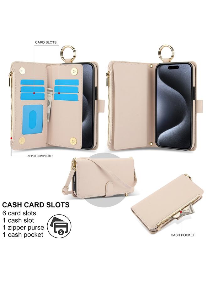 زبون جراب هاتف iPhone 11 Pro Crossbody Ring متعدد الوظائف محفظة جلدية - Image 2