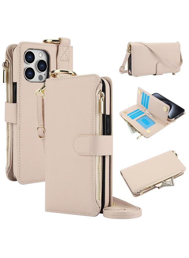 زبون جراب هاتف iPhone 11 Pro Crossbody Ring متعدد الوظائف محفظة جلدية - Image 1