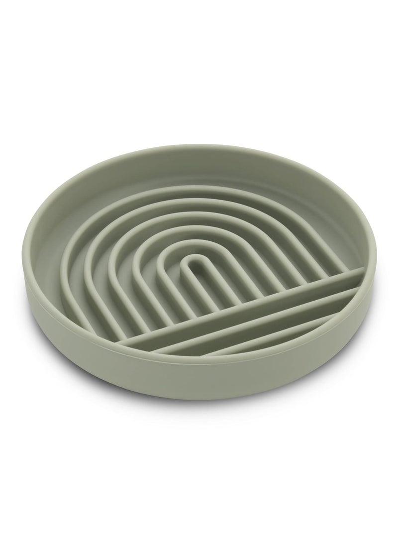 Zikra Silicone Slow Food Dog Bowls, Puzzle Pet Food Bowl Bloat Stop Anti Gulping Nonslip with Suction Cups, Slow Down Pet Eating Speed for Small Medium Dogs, Green - Image 1