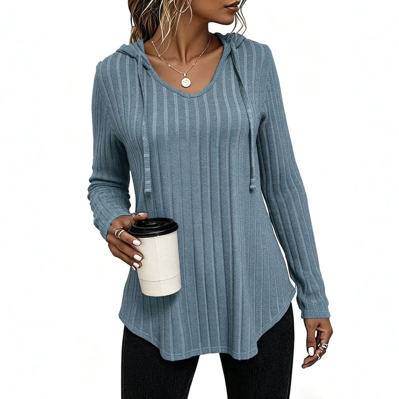Women's Hooded Ribbed T-Shirt - Image 4