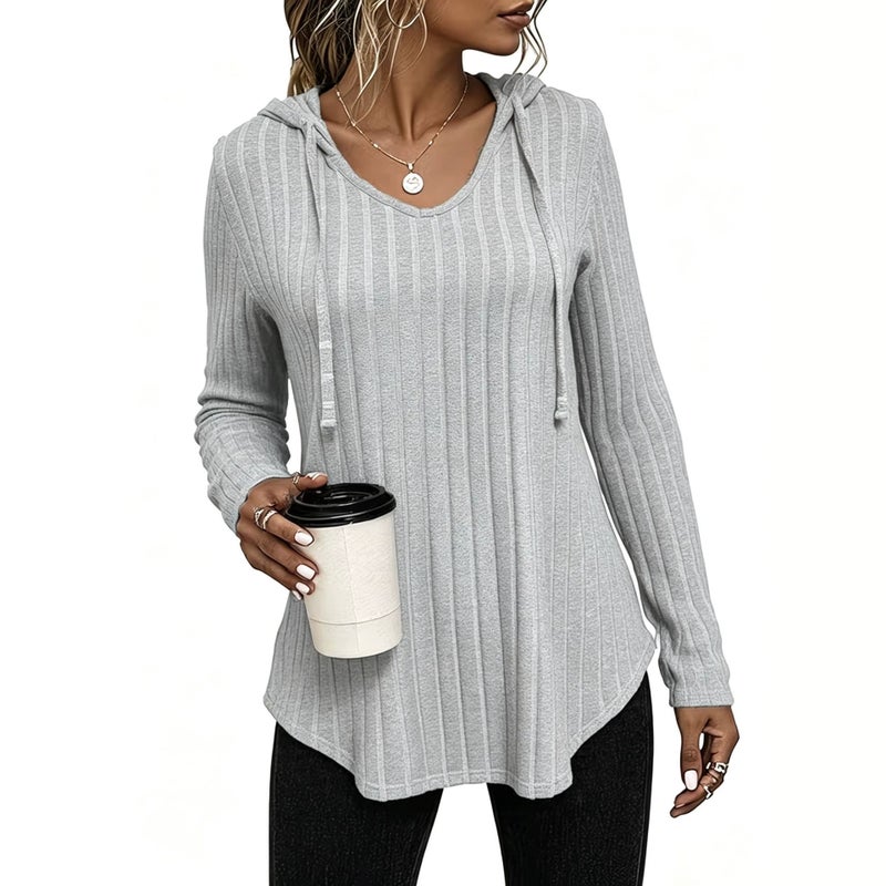 Women's Hooded Ribbed T-Shirt - Image 1