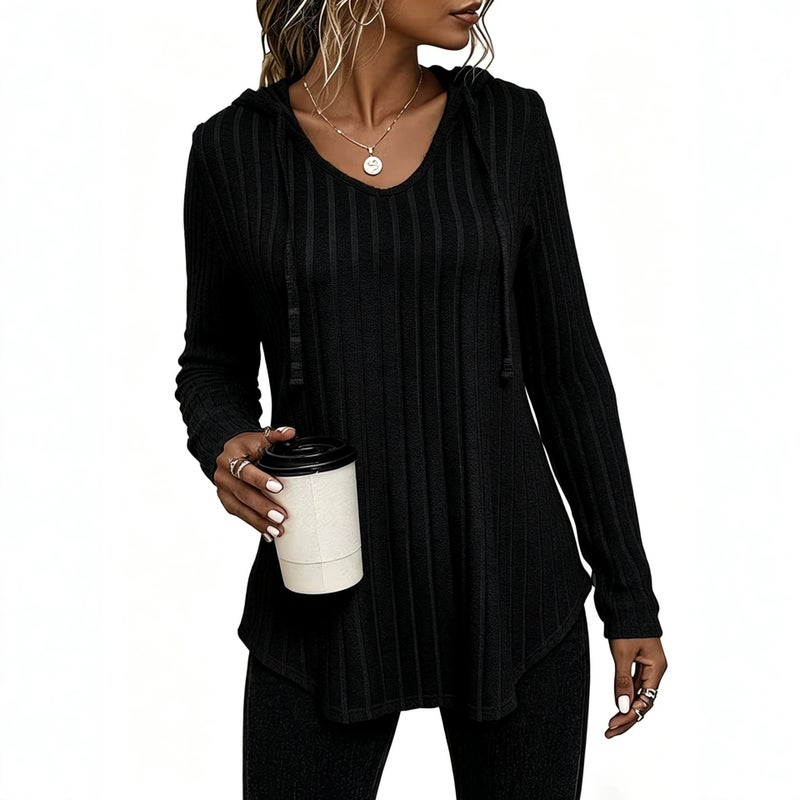 Women's Hooded Ribbed T-Shirt - Image 5