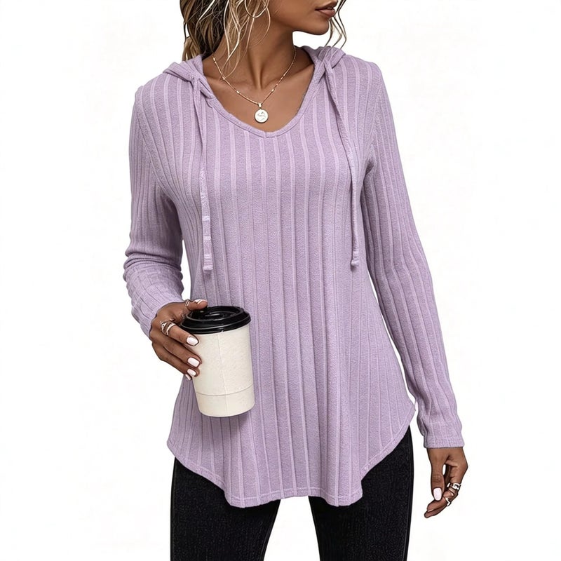 Women's Hooded Ribbed T-Shirt - Image 3