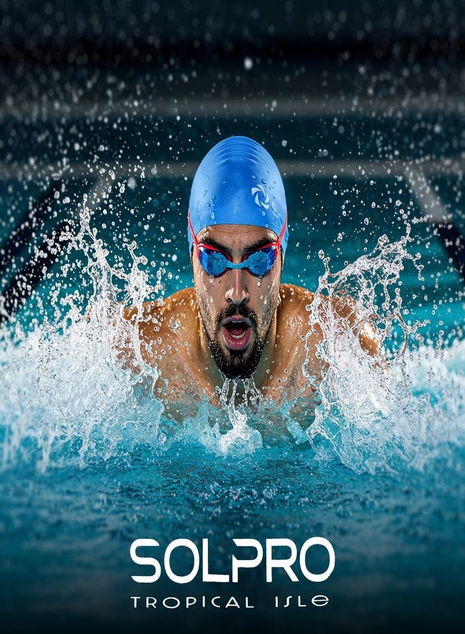 Solpro Tropical Isle Unisex Swimming Cap|for Men,Women,Boys,Girls,Athletes,Swimmers|for Training,Competition in Swimming Pool,Water Sport,Beach,Water Park & Activties|One Size Fits All(Blue) - Image 2