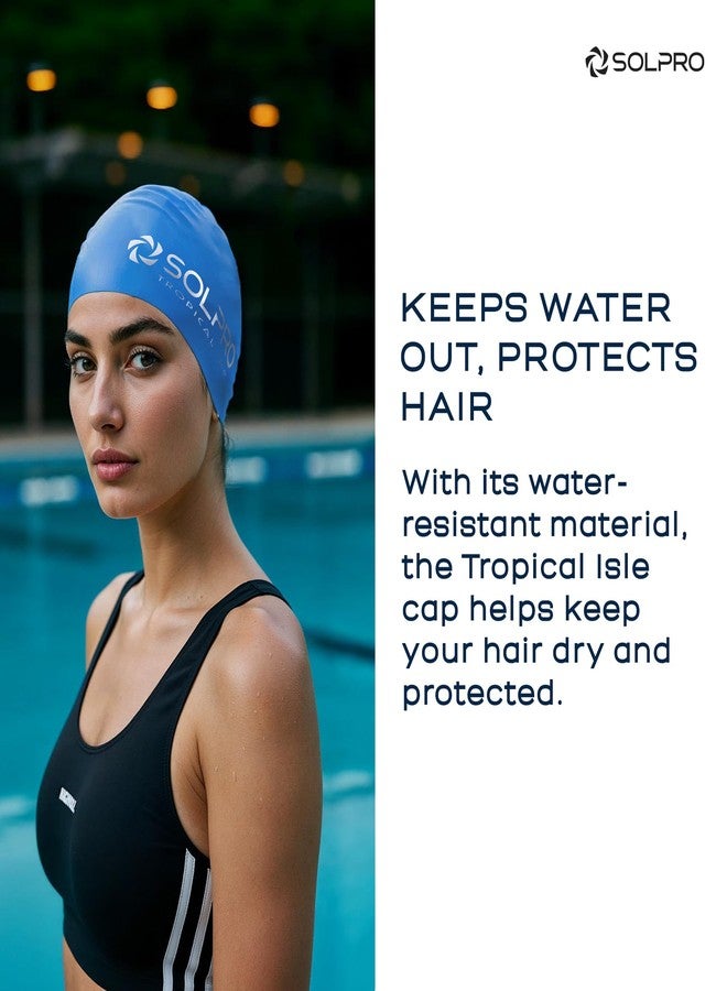 Solpro Tropical Isle Unisex Swimming Cap|for Men,Women,Boys,Girls,Athletes,Swimmers|for Training,Competition in Swimming Pool,Water Sport,Beach,Water Park & Activties|One Size Fits All(Blue) - Image 3